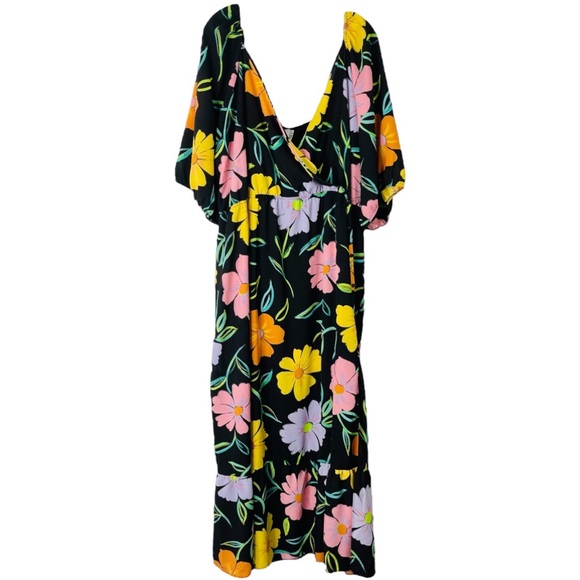 NEW without tags!! ASOS black pink floral boho crepe tier ruffle maxi dress 24 - Picture 3 of 11